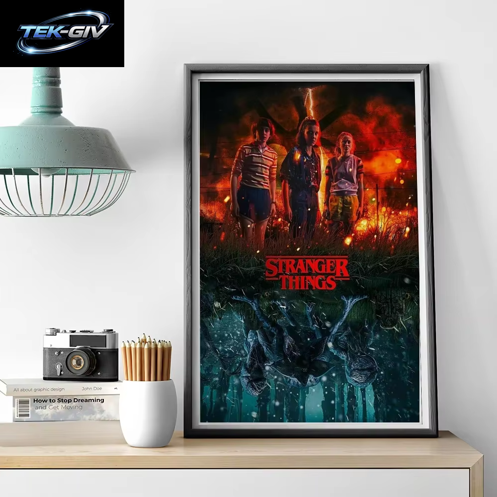Tv-Drama Stranger T-Things Poster Selbstklebende Kunst Wasserfester Papieraufkleber Kaffeehaus Bar Zimmer Wanddekoration