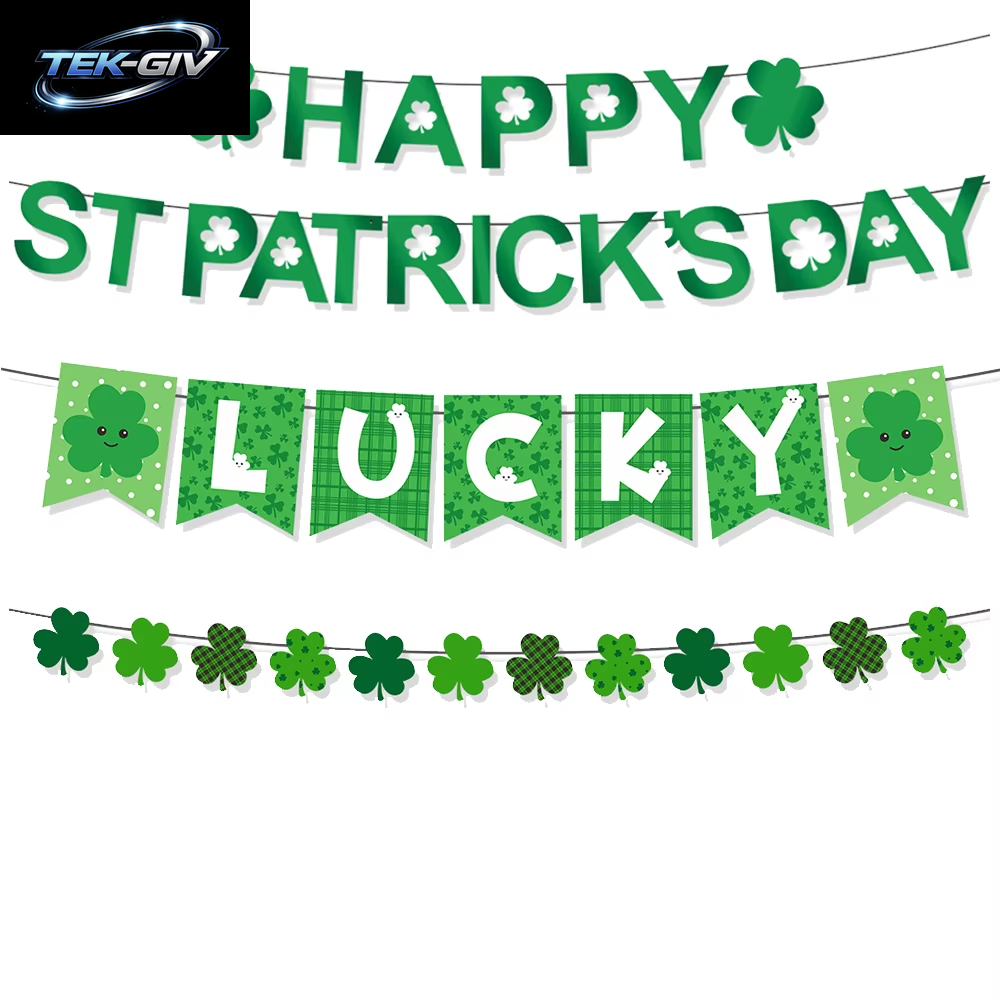 St. Patrick'S Day Banner Girlande Hängende Wirbel Dekorationen St. Patrick'S Day Party Banner Kleeblatt Luftballons St. Patrick Day Dekore