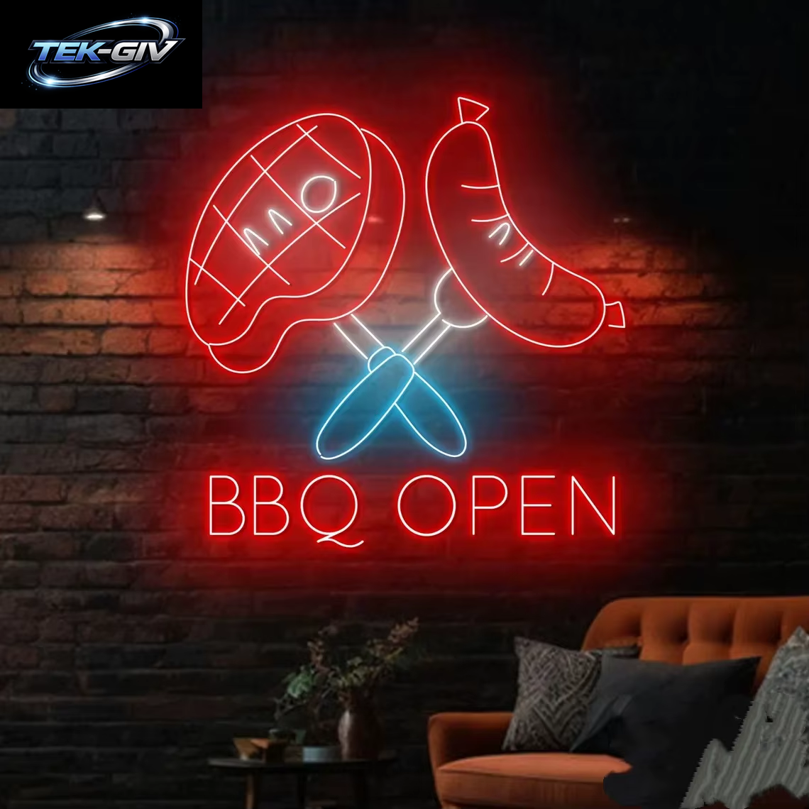BBQ Offenes Neonschild Grill Led Schild Grill Fleisch Neonlicht Steak Restaurant Wandkunst Dekor Küche Home Wanddekoration
