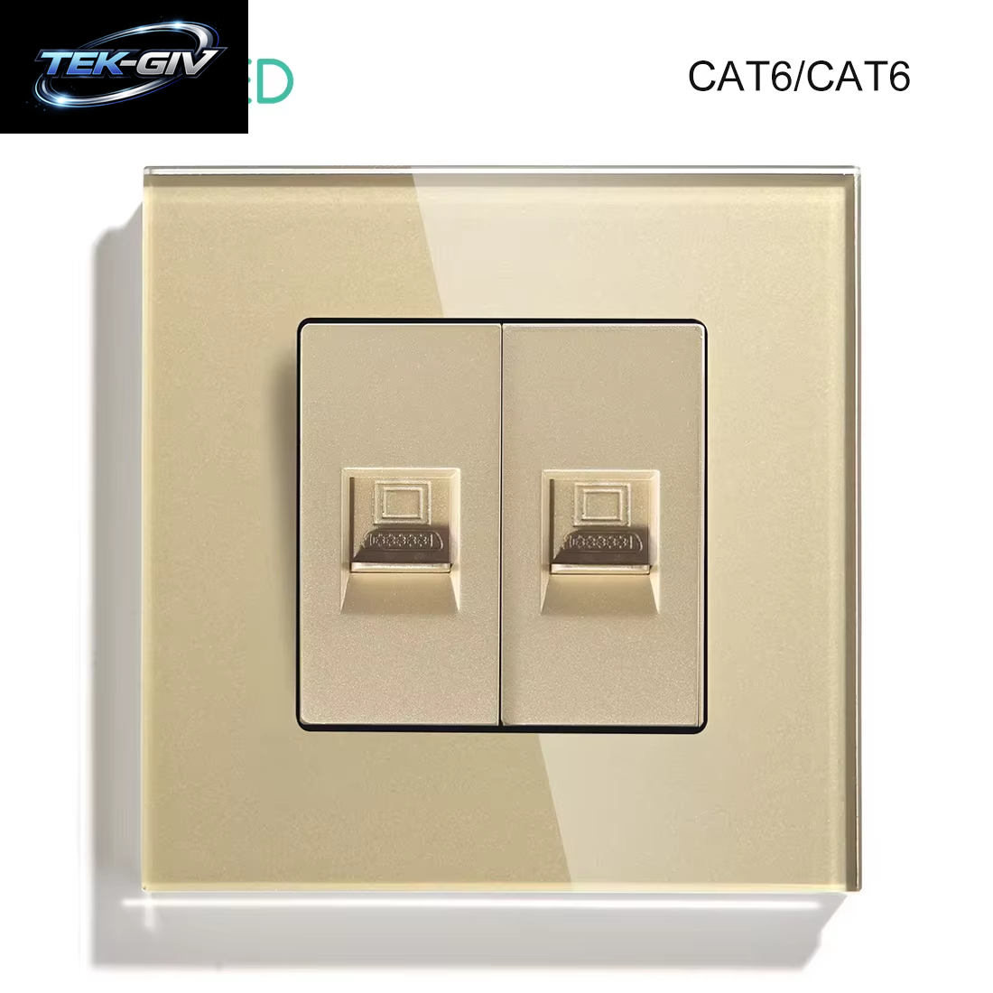 BSEED Dual Internet Steckdosen CAT6 Steckdose EU Steckdosen plus Netzwerk PC Daten Computer Anschluss Steckdosen Glas Panel