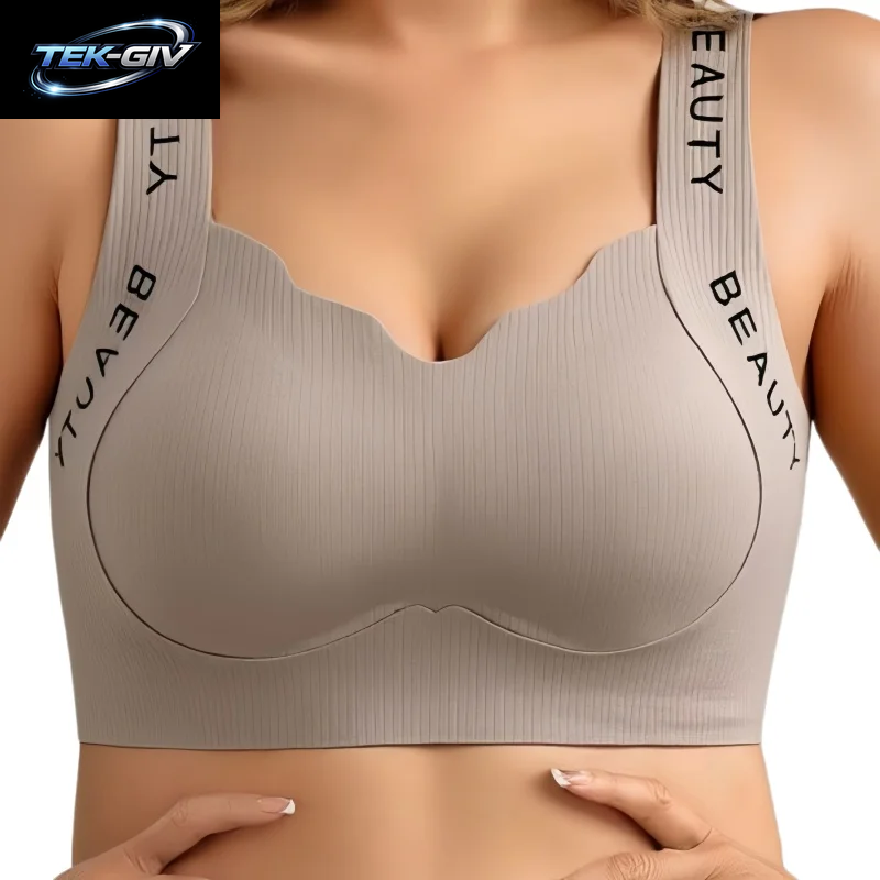 Gerippte Push-Up-Bhs, Kabelloser BH, Nahtlose Damenunterwäsche, Übergröße, Wellenausschnitt, Breiter Träger, Sexy Dessous, M-3XL