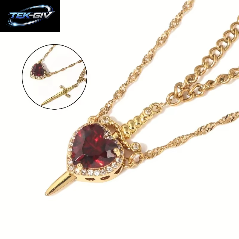 Herz Schwert Paar Halskette Romantische Valentinstag Geschenk Schmuck Sterling Silber Passendes Set Für Frauen Männer