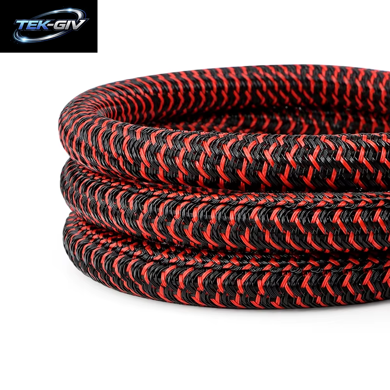Rot-Schwarze, Selbstgeschlossene Kabelhülle, 3 Mm ~ 50 Mm, PET, Geflochten, Isoliert, Wickelmantel, Geteilter Draht-Organizer, Hoher Schutz
