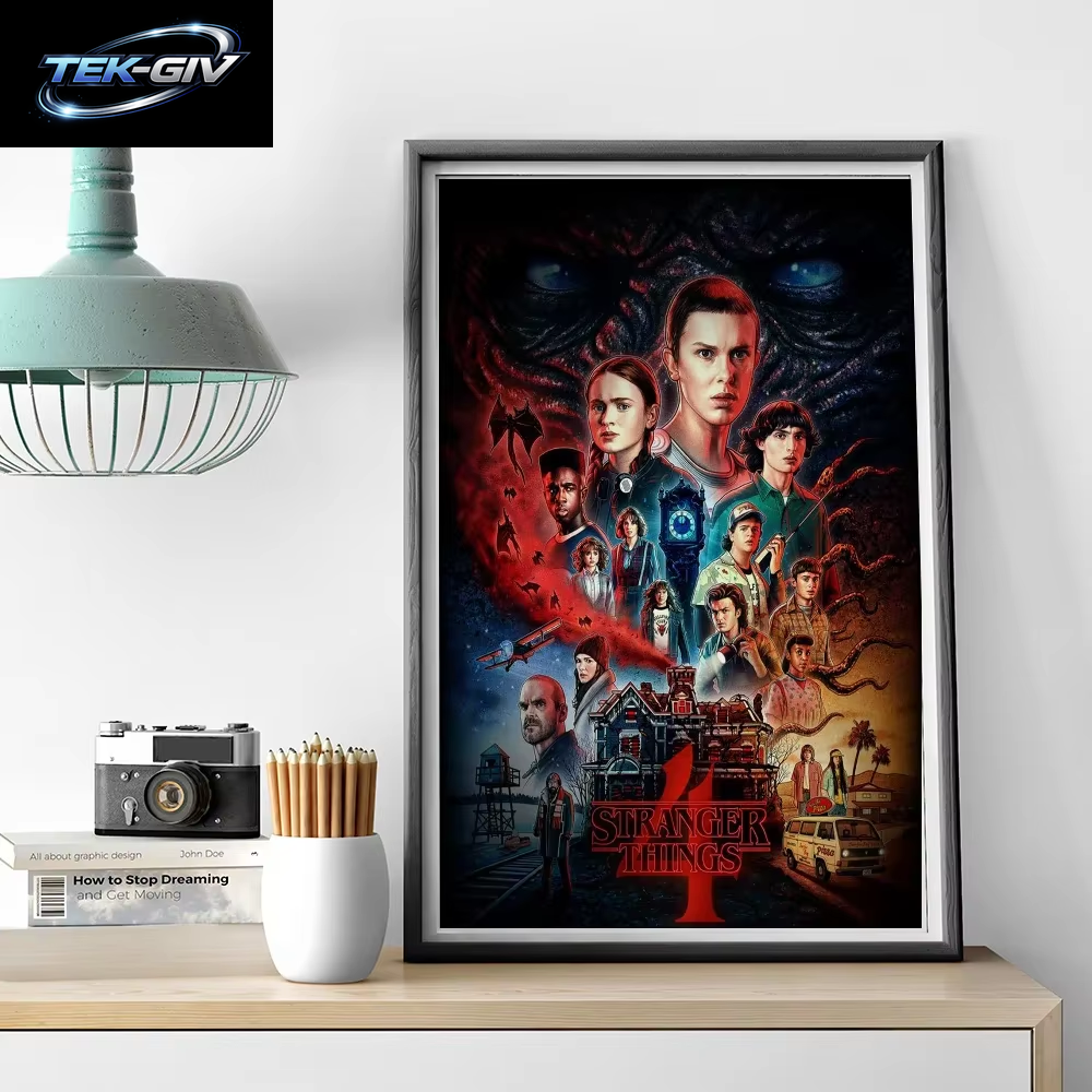 Tv-Drama Stranger T-Things Poster Selbstklebende Kunst Wasserfester Papieraufkleber Kaffeehaus Bar Zimmer Wanddekoration
