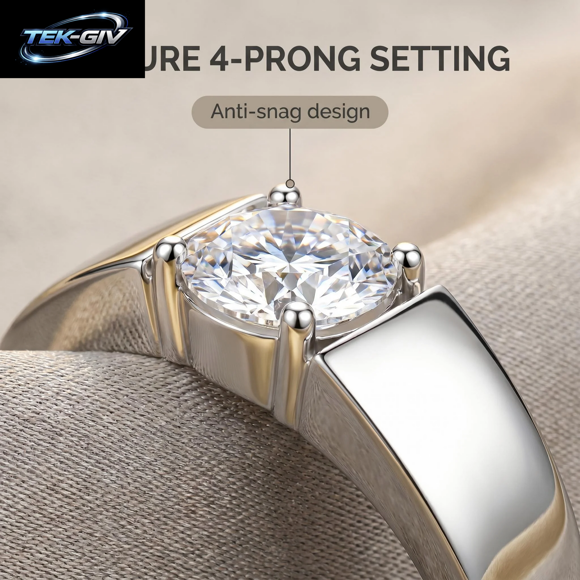 0,5-2CT D-Farbiger Moissanit-Ring Für Damen Und Herren, 925Er Silber, Passend Zum Ehering, Braut-Sterlingsilber, Weißgold