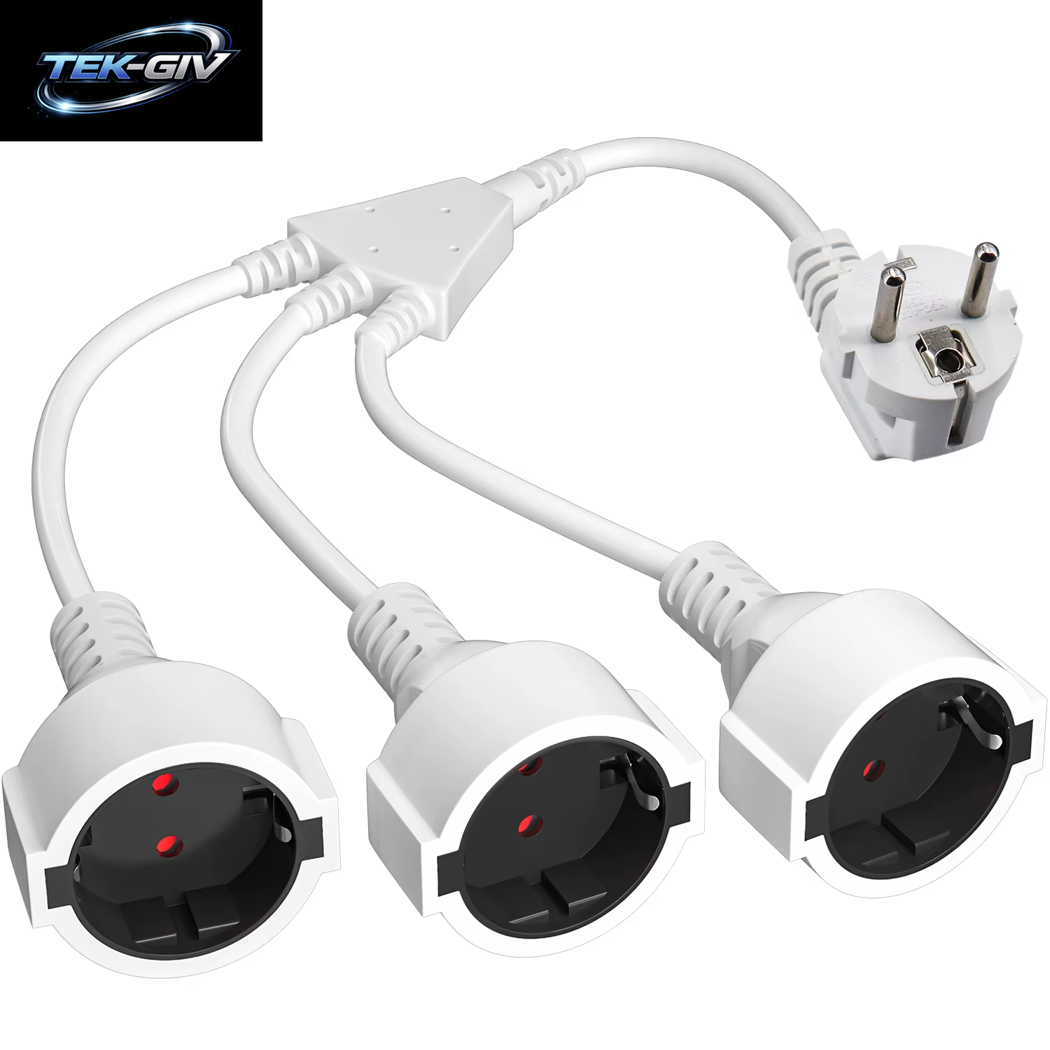 EU Europäisches Stromverlängerungskabel Mit 3 Ac-Schuko-Buchsen, 250 V/16 A, Stromversorgungskabel, Dreifachstecker-Adapter Für Computer Und Zuhause