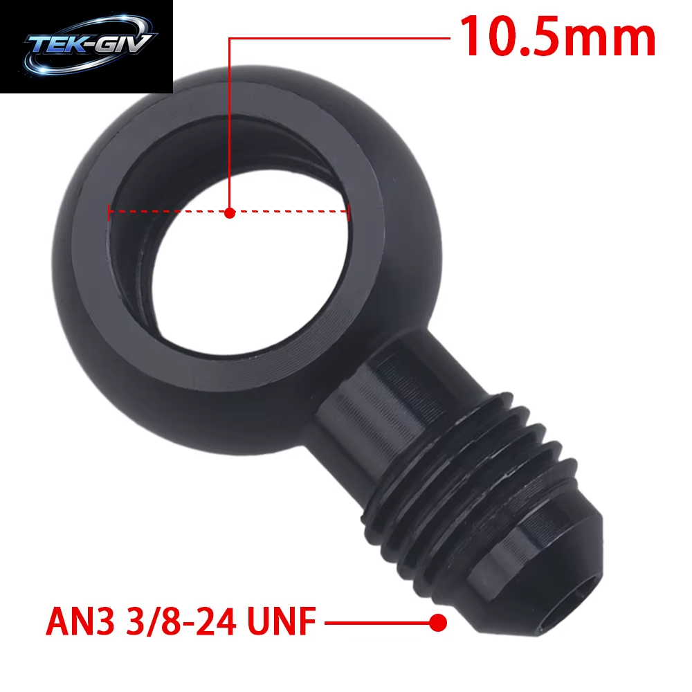 Schwarzer Aluminium-Banjo-Adapter, Passend Für 10An-Stecker, Flare AN3, AN4, AN6, AN8, AN10 Auf 12 Mm, 14 Mm, 16 Mm, Banjo-Loch Für Kraftstoff- Und Bremssysteme