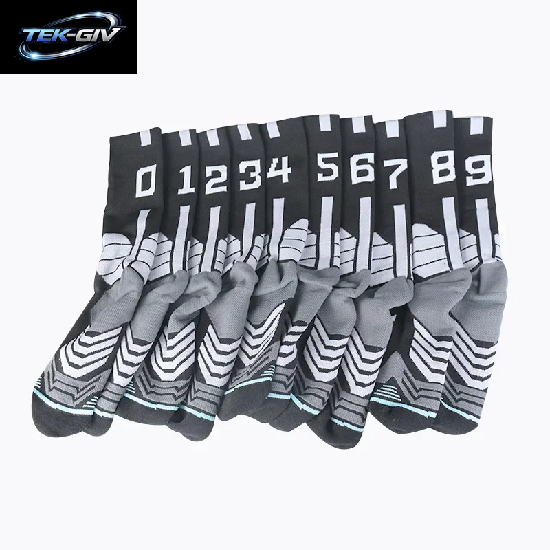 Hochwertige Elite-Basketballsocken Kompressionssocken Für Herren Mit Nummerierung Erwachsene Frottee-Sohle Outdoor-Sportsocken Unisex