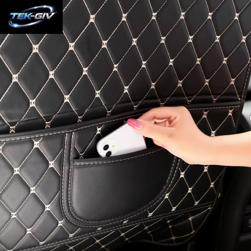 PU Leder Auto anti Kick Pad Auto Sitz Zurück Schutz Abdeckung Mit Lagerung Tasche Auto Rücksitz Anti-Kick Matten Zubehör Für Kinder