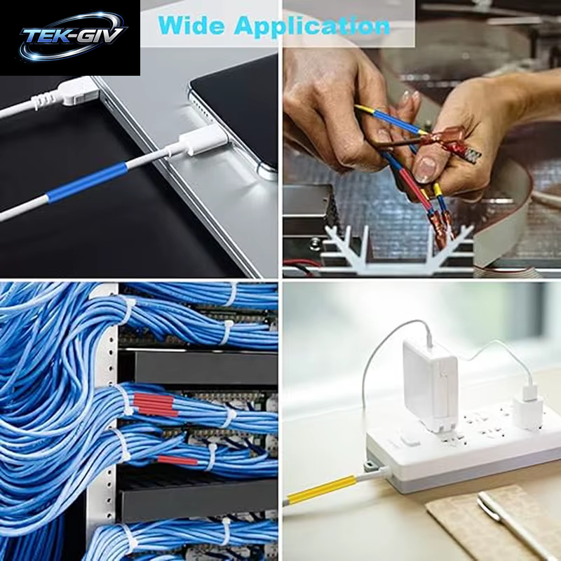 Schwarzes Schrumpfschlauch-Set, Thermobeständiger Schlauch, Schrumpfdraht, Verpackung, Elektrischer Anschlusskabel, Isolierhülsen, Schutz