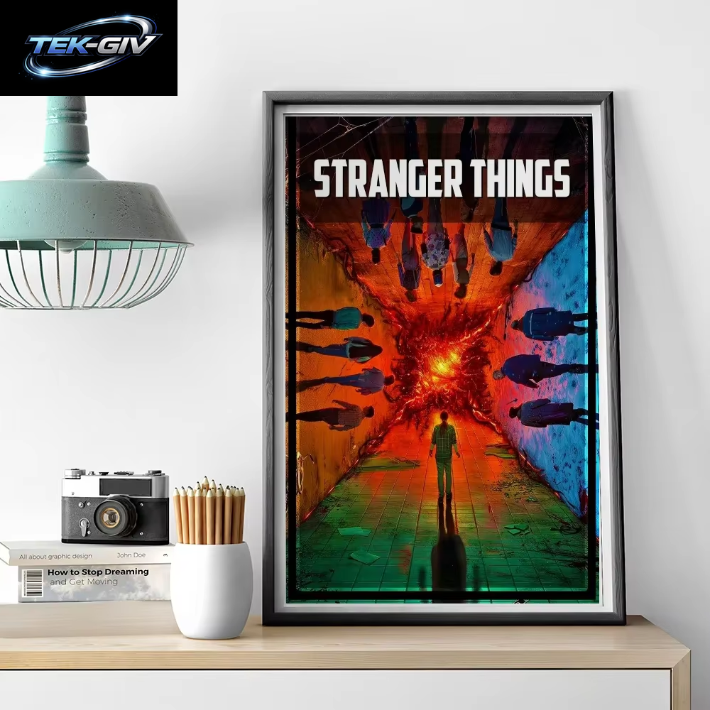 Tv-Drama Stranger T-Things Poster Selbstklebende Kunst Wasserfester Papieraufkleber Kaffeehaus Bar Zimmer Wanddekoration