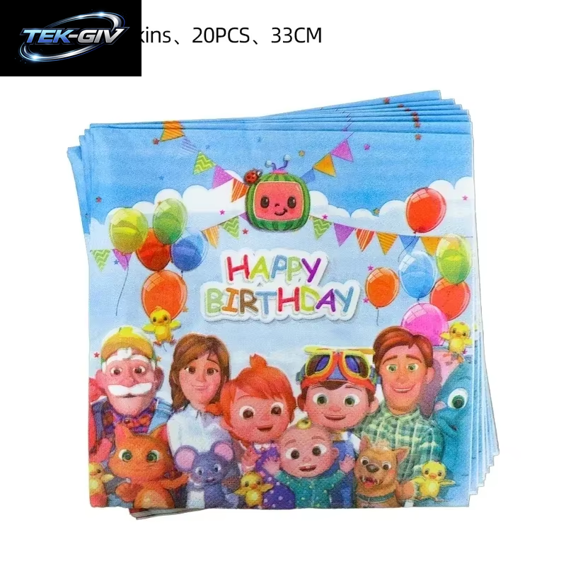 Cocomelon Ballon JJ Melone Wassermelone Spielzeug Alles Gute Zum Geburtstag Banner Party Dekoration Hintergrund Kuchen Topper JOJO Einweggeschirr