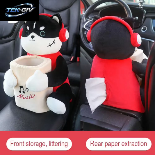 Auto Montiert Tissue Box 2-In-1 Cartoon Plüsch Puppe Auto Tissue Schublade Kann Und Auto Hängen Armlehne Box Papier Müll Halter Stor S4G5