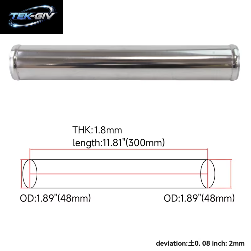 Universal 0 Grad Aluminium 48Mm-70Mm /1.89 ''-2.75" Zoll Turbo Inter Rohr Piping Schläuche Intake L = 300MM
