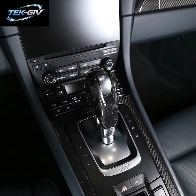Real Carbon Fiber Auto Getriebe Shift Kopf Abdeckung Trim Für Porsche MACAN 718 911 Panamera 970 Cayman Boxster 2009-2021 Auto Zubehör