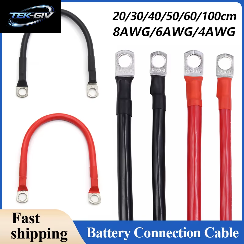 20 ~ 100 Cm RV Pure Coppe Batterie Inverter Kabel Set 8 6 4AWG Mit M8 Lug PVC Isoliert Für Solar System UPS Auto Anschluss Draht