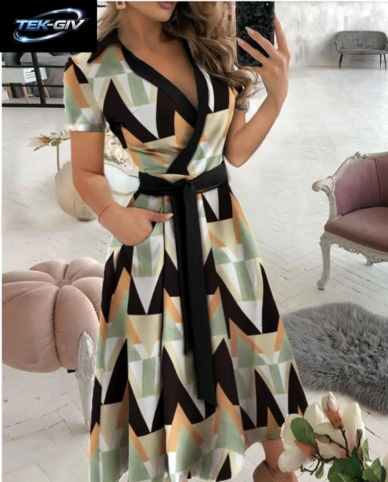 Sommerkleid Mit Regenbogen-Streifendruck, 2023, Damen, Mit Knöpfen, Kurze Ärmel, Lässig, Vintage-Hemd, Langes Kleid, Elegante Damen-Maxikleider