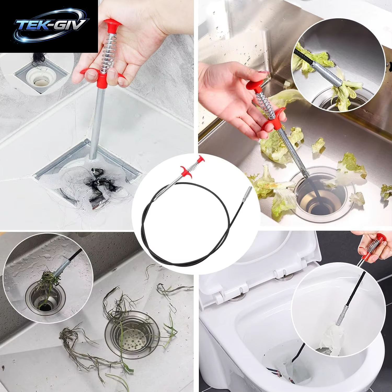 Drain Snake Clog Remover Tool 35/63/79 Zoll, Flexibler Waschbecken-Abflussreiniger Für Toilette, Kanalisation, Dusche, Küche, Badezimmer, Badewanne
