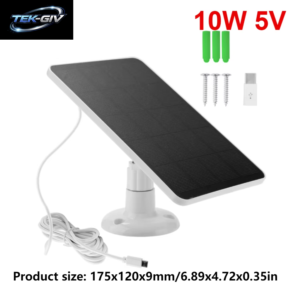 20/10 W Solarpanel Micro USB & USB-C Port Solarladepanel 9,8 Fuß Ladekabel 360 ° Einstellbare Montage Für Überwachungskamera