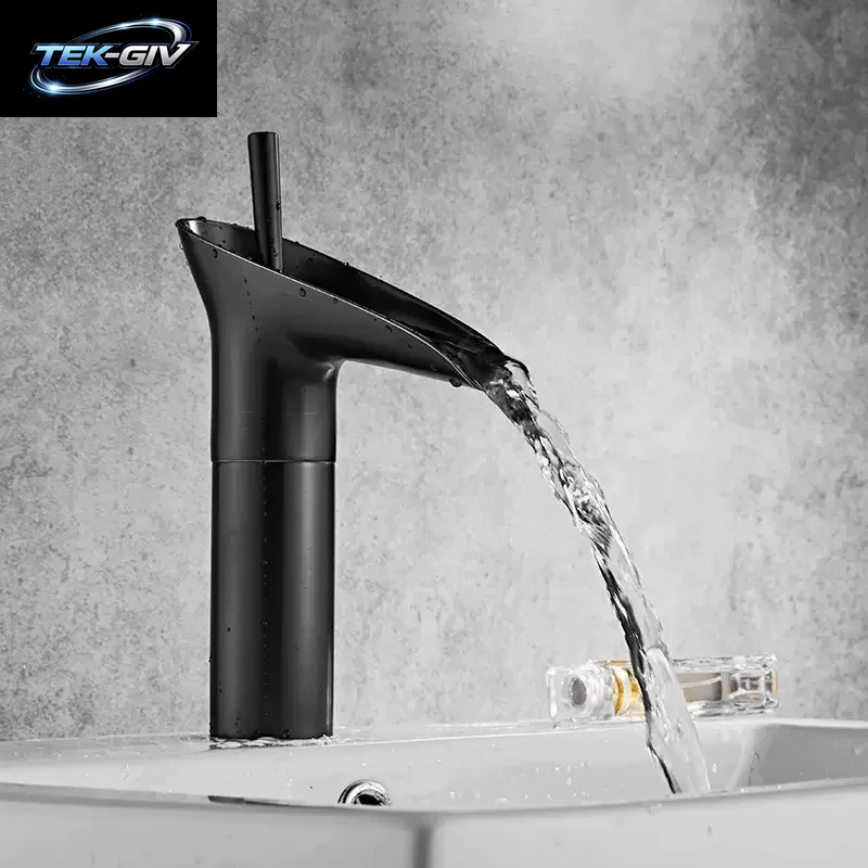 Badezimmerarmatur Einhand-Wasserfall-Waschtischarmatur Messing Antik Warm- Und Kaltwasser Badezimmer-Waschtischmischer Weinglas-Stil Armaturen