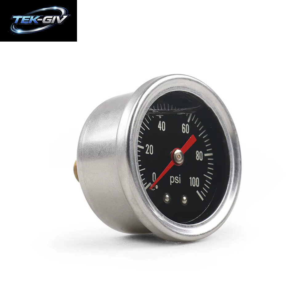 0-100 PSI Kraftstoff Presse Manometer Für Kraftstoff Druckregler Flüssigkeit Gefüllt Schwarz Gesicht Öl Gauge 1/8 "NPT