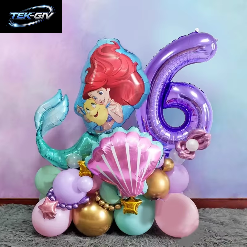 Die Kleine Meerjungfrau Geburtstag Party Dekoration Prinzessin Ariel Papier Serviette Teller Tasse Tischdecke Luftballons Kinder Baby Shower Supplies