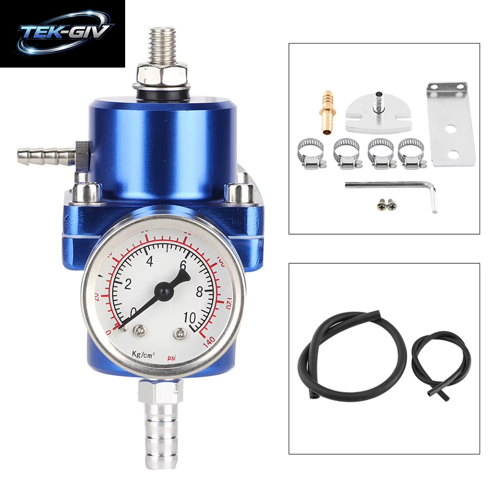 Einstellbarer Fpr Aluminium Legierung Universal Fpr Kraftstoff Druckregler Mit Manometer Schlauch 0-140Psi Einstellbar Fpr Druckregler