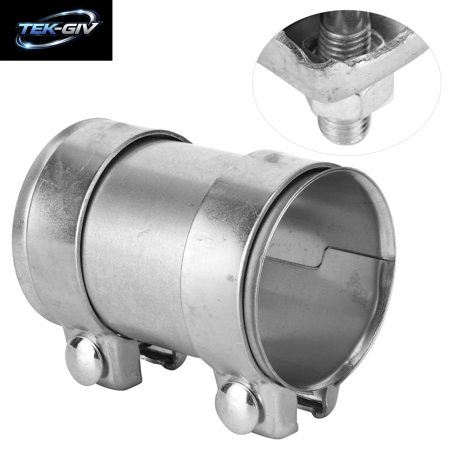 3In 76Mm Auspuffrohr Verbinder Doppel Klemm Verbinder Verzinkte Stahl Hülse Universal Rohr Ersatzteile Auspuff Band Kupplung