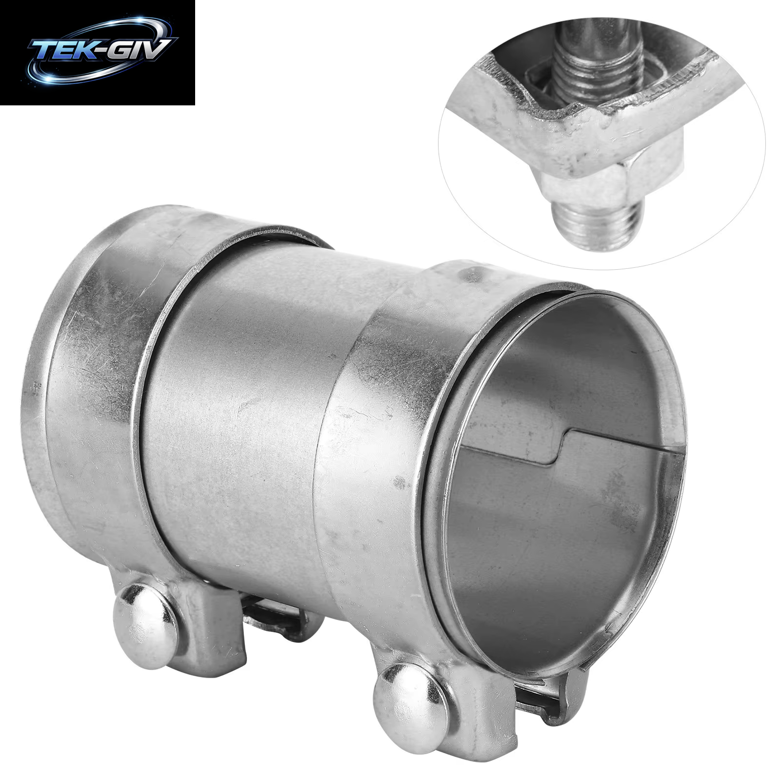 3In 76Mm Auspuffrohr Verbinder Doppel Klemm Verbinder Verzinkte Stahl Hülse Universal Rohr Ersatzteile Auspuff Band Kupplung