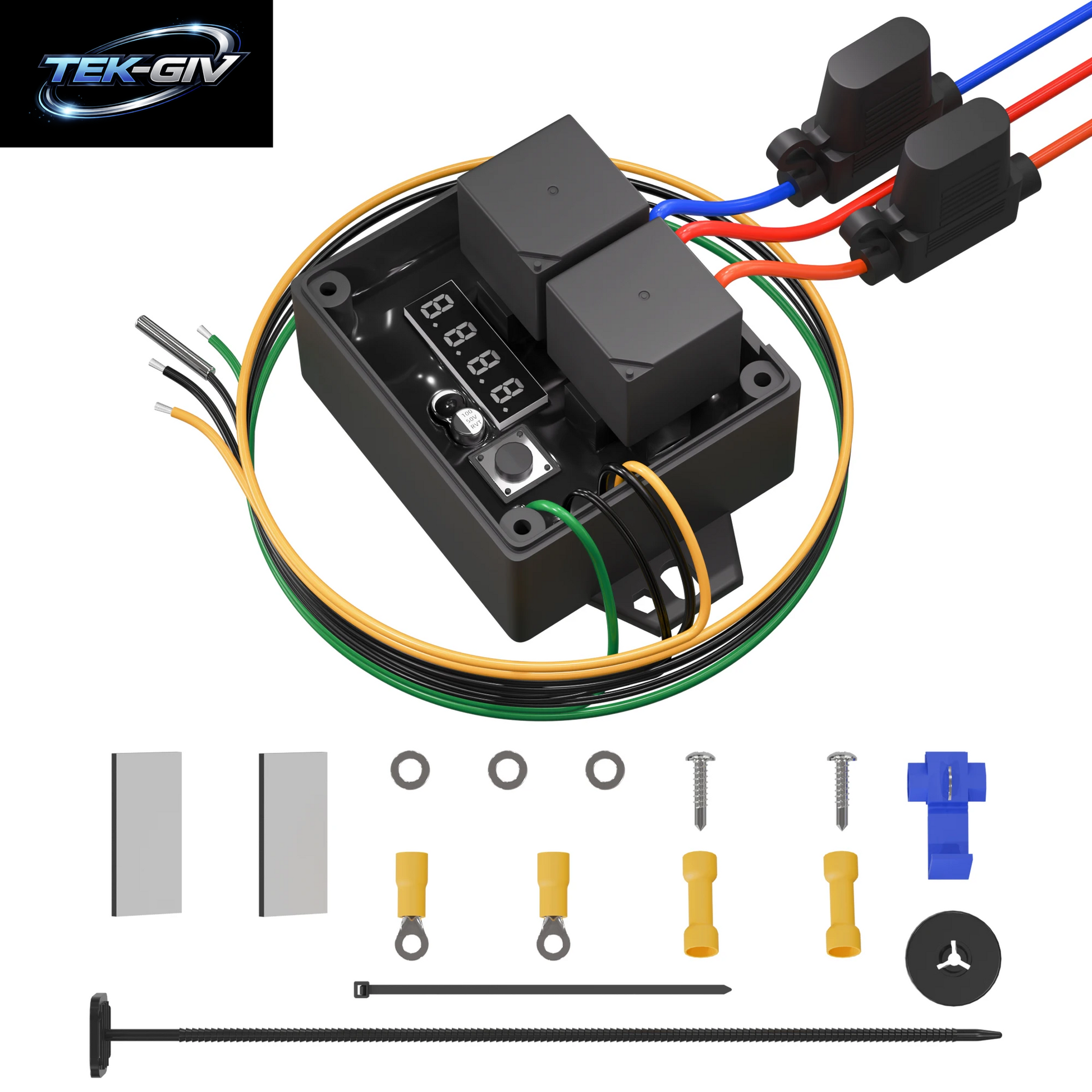 Digitaler Controller Für Kühlerlüfter # 0444 Dualer Elektrischer Thermosventilator, 12 V Und 24 V, Einstellbarer Temperaturbereich Von 40 ° C Bis 110 ° C