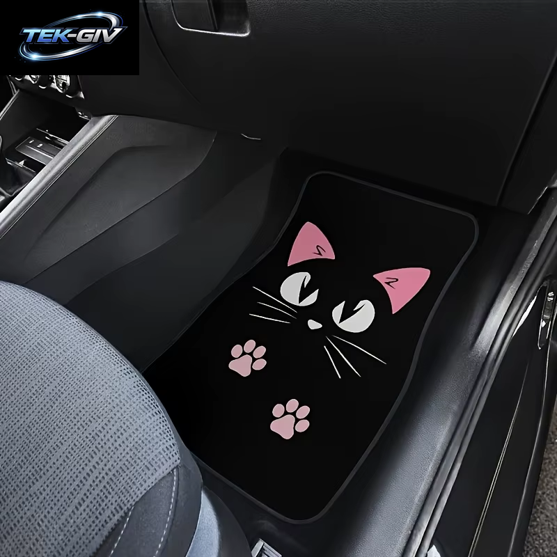 2/4 Stück Auto-Anti-Rutsch-Matten, Autoteppiche, Niedliche Cartoon-Katzen-Bedruckte Auto-Fußmatten, Geeignet Für Die Vordere Und Hintere Sitze Der Meisten Autos