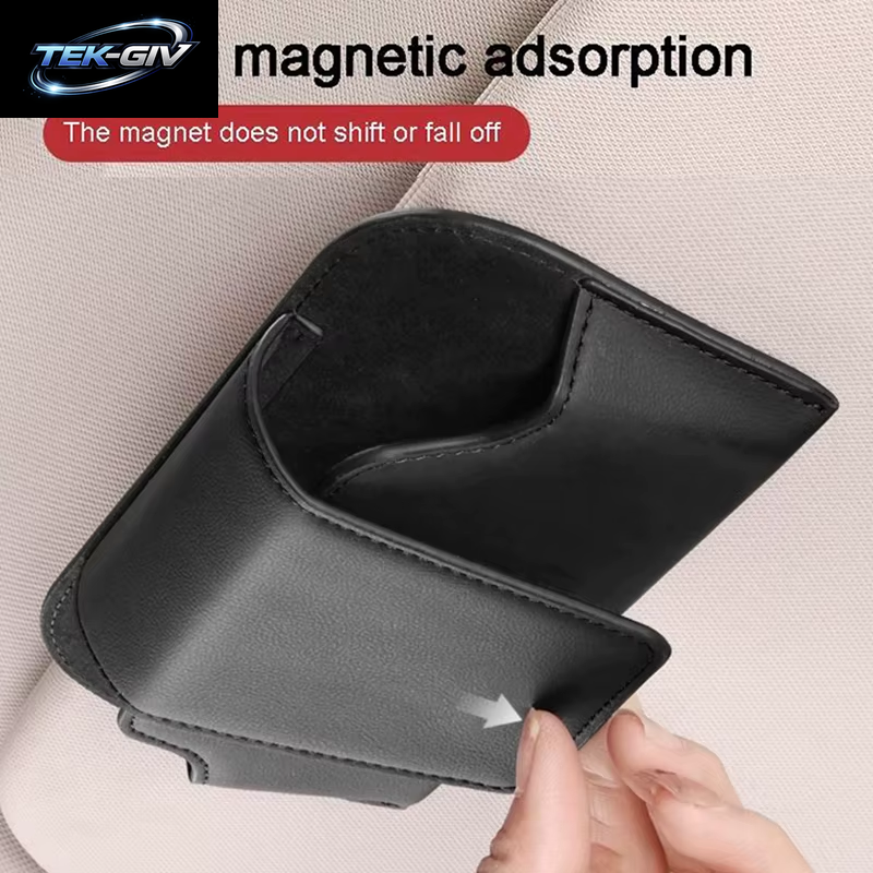 Auto Sonnenblende Brillenhalter Fall Sonnenbrille Clip Leder Brillenbox Karte Ticket Magnetverschluss Organizer Brillenaufbewahrung