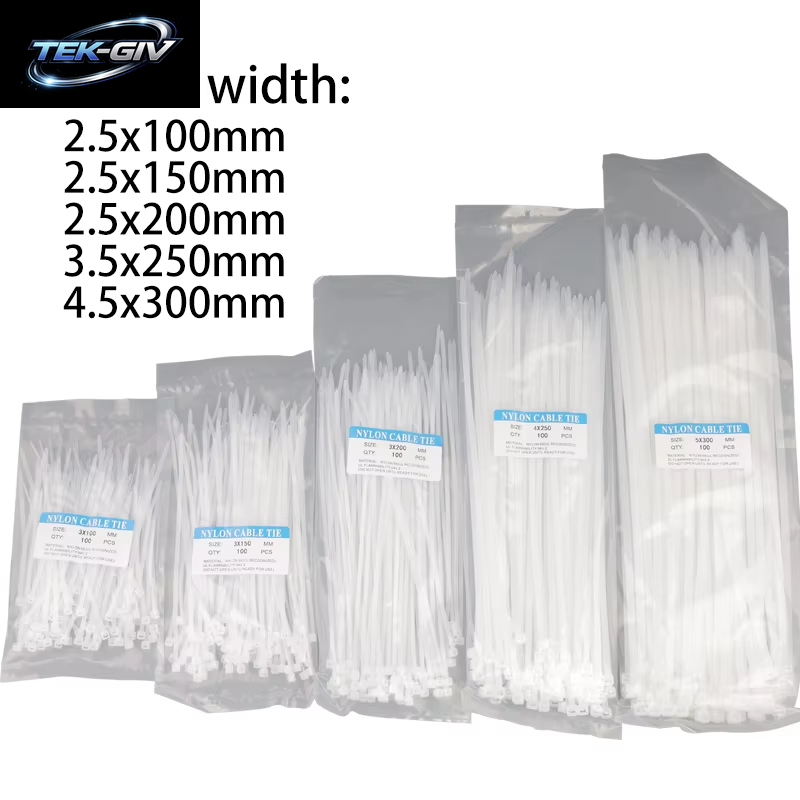 500 Stück Selbstsicherndes Nylon-Kabelbinder-Set, 3,5 X 250, 4,5 X 300, Kunststoff-Reißverschluss-Draht, 4–6–8–10–12 Zoll, Wrap, Feste Bindung, Hohe Zugfestigkeit