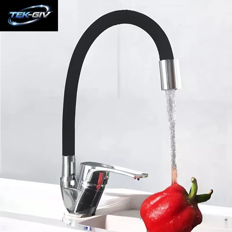 Küchenspüle-Wasserhahn, Warm- Und Kaltwasser-Mischbatterie, 360 Grad Drehbar, Flexibler Schlauchhahn, Deckmontage, Einloch-Wasserhahn Für Die Küche
