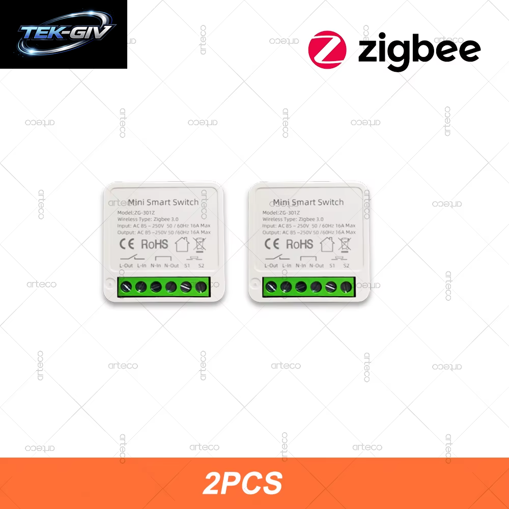 Zigbee 3.0 Smart Mini DIY Switch Automatisierungsmodul 16A Relaisunterstützung 2-Wege-Steuerung App Fernbedienung Zigbee Gateway Erforderlich