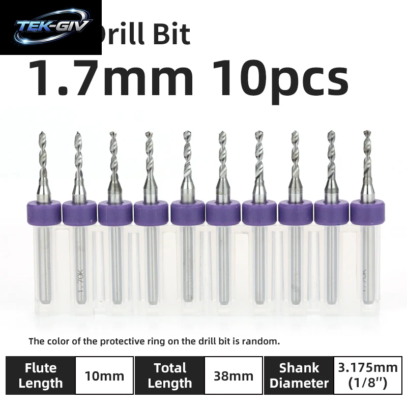 TOOLEYE 10-Teiliges Pcb-Bohrer-Set, Mikrobohrer, Leiterplatte, 1/8 Zoll Schaft, Mini-Cnc-Bohrer, 0,1–3,175 Mm Bohrwerkzeuge