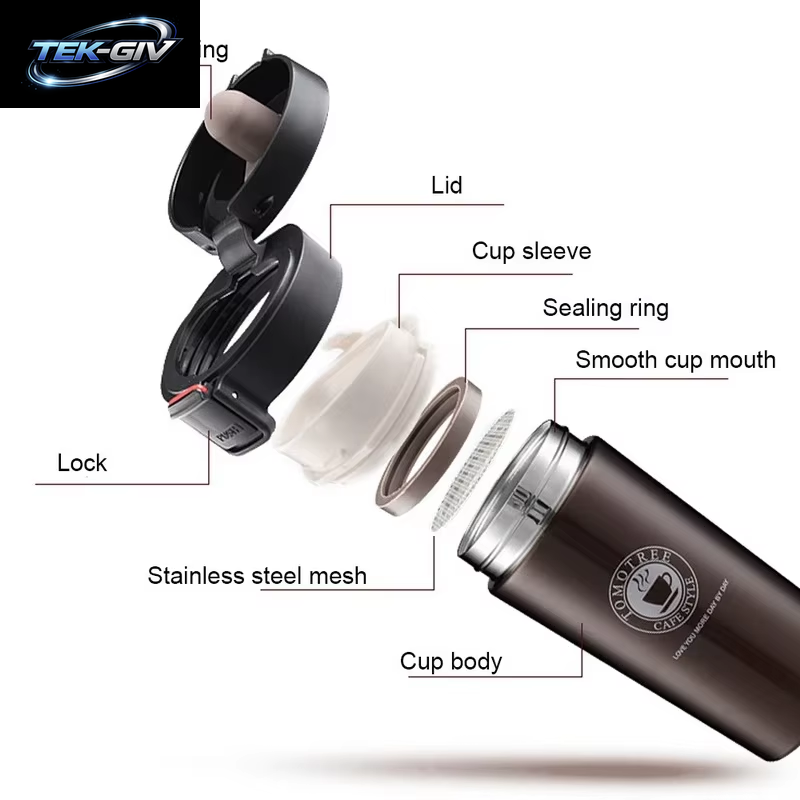 0,5 L Thermobecher, Doppelwandig, Edelstahl 304, Kaffeetasse, Isolierflasche, Thermoskanne, Wasserflasche, Tee, Kaffee, Auslaufsicherer Thermosbecher