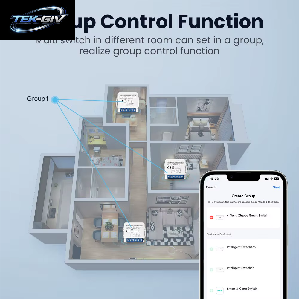 AVATTO Zigbee Tuya 1/2/3/4 Gang Mini Smart Switch DIY Licht Schalter Modul Zwei-Wege Steuerung Funktioniert Mit Alexa Alice Google Hause