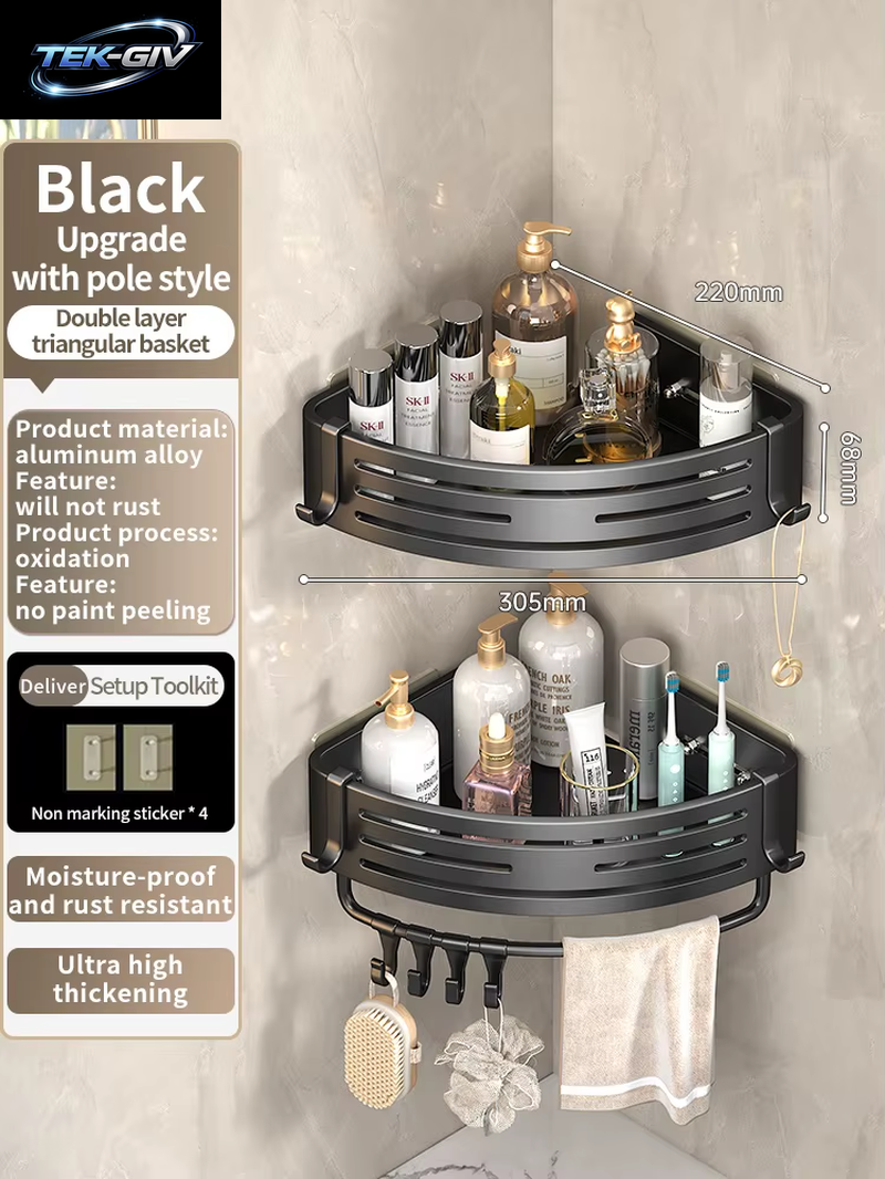Keine Notwendigkeit, Wand Zu Bohren Für Die Installation, Badezimmerregal Aus Aluminium, Shampoo-Regal, Aufbewahrungshalter, Küchen-Organizer, Wandregal