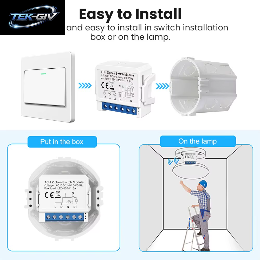 AVATTO Zigbee Tuya 1/2/3/4 Gang Mini Smart Switch DIY Licht Schalter Modul Zwei-Wege Steuerung Funktioniert Mit Alexa Alice Google Hause