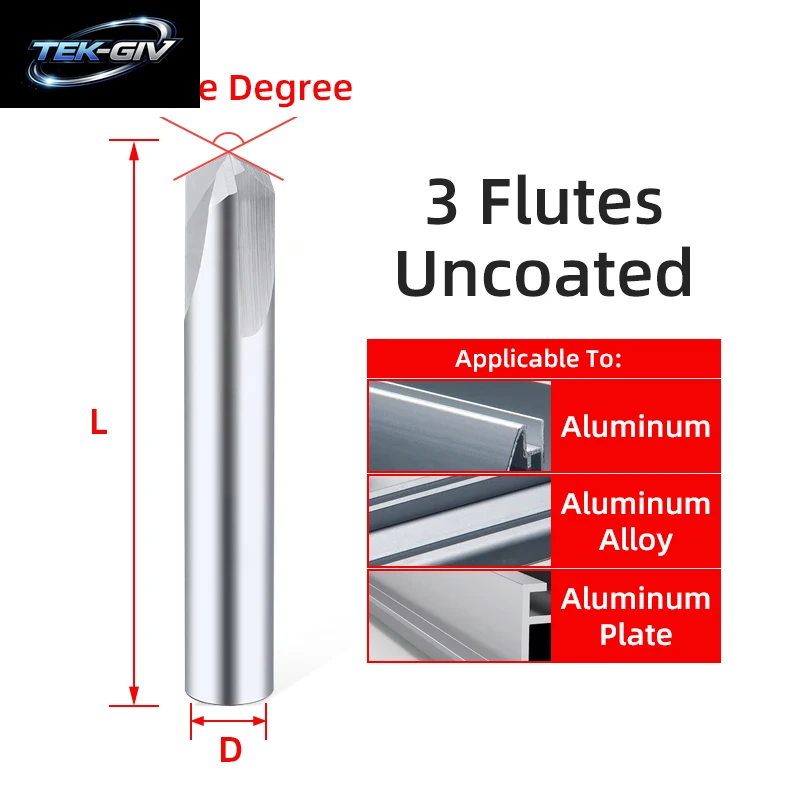 TOOLEYE Hartmetall-Fasenfräser 60 90 120 ° Wolframstahl-Cnc-Fräser, 2 Und 3 Nuten, Anfasmühle, Metallschneider, Schaftfräser