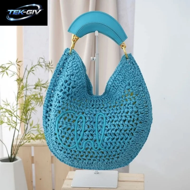 2026 Sommer Stroh-Halbmondtasche – Hohldesign Große Kapazität Unterarm-Schultertasche Für Damen Strandurlaub, Braun