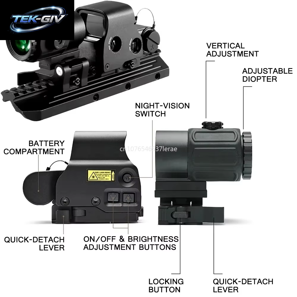 EOTECH 558 Holografisches Kollimator-Rotpunktvisier G43/G33 3X G45 5X Vergrößerungsglas Airsoft Jagdausrüstung Mit 20Mm Schienenmontage & Qd-Hebel