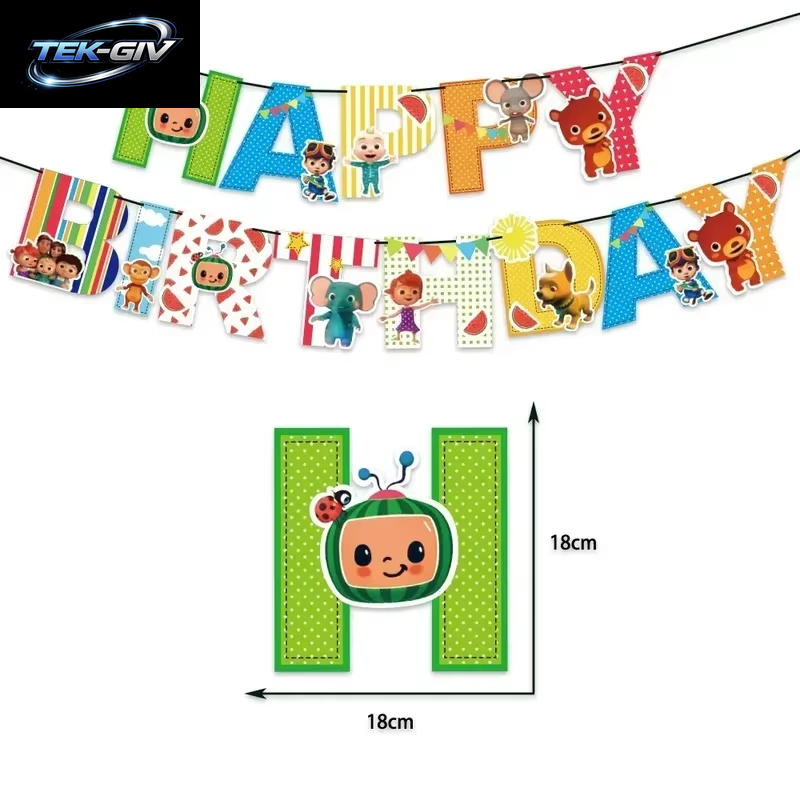 Cocomelon Ballon JJ Melone Wassermelone Spielzeug Alles Gute Zum Geburtstag Banner Party Dekoration Hintergrund Kuchen Topper JOJO Einweggeschirr