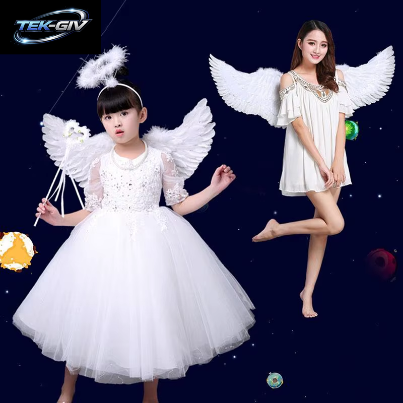 Kinder Erwachsene Party Schwalbe Weiße Engel Feder Flügel Halo Zauberstäbe Cosplay Elastische Riemen Hochzeit Halloween Weihnachten Geburtstag