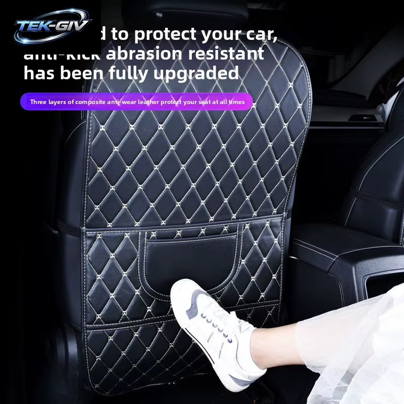 PU Leder Auto anti Kick Pad Auto Sitz Zurück Schutz Abdeckung Mit Lagerung Tasche Auto Rücksitz Anti-Kick Matten Zubehör Für Kinder