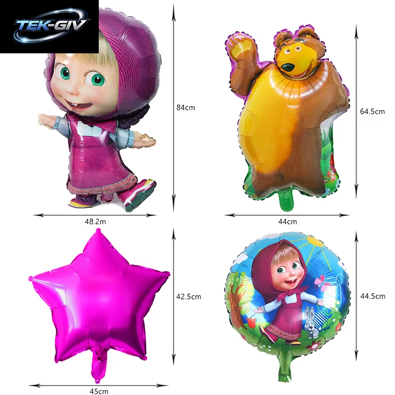 Mascha Und Der Bär Geburtstagsparty Deko-Set: Neue Ballons & Einweggeschirr Für Kinder-Events, Hintergrund & Banner