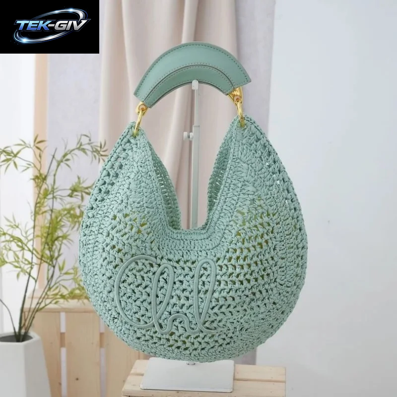 2026 Sommer Stroh-Halbmondtasche – Hohldesign Große Kapazität Unterarm-Schultertasche Für Damen Strandurlaub, Braun