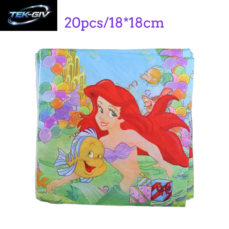 Die Kleine Meerjungfrau Geburtstag Party Dekoration Prinzessin Ariel Papier Serviette Teller Tasse Tischdecke Luftballons Kinder Baby Shower Supplies