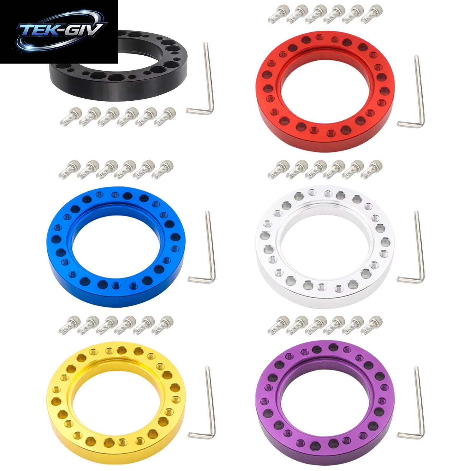 Aluminium Auto Lenkradnabe Adapter Spacer Pad Mit 6 Schrauben Fahrzeugteile Räder Zubehör Umwandlung Spacer Rennwagen